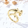 Whale Brass Cuff Rings for Women RJEW-Z085-01G-01-2