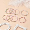 8Pcs 8 Style Mixed Gemstone & Shell Pearl & Cat Eye Stretch Bracelets Set BJEW-JB08782-2