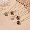 Natural Gemstone Cage Pendant Necklace with 304 Stainless Steel Cable Chains for Women NJEW-JN03905-02-2