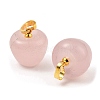 Natural Rose Quartz Teacher Apple Charms G-Z022-02I-G-2