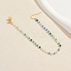 Brass Plastic Round Beads Long Stud Dangle Earrings for Women IU4158-4