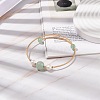 Natural Green Aventurine & Pearl Round Beaded Bangle BJEW-JB08464-04-2