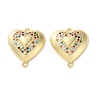 Rack Plating Brass Cubic Zirconia Heart Connector Charms KK-C084-08C-G-1