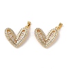 Rack Plating Brass Micro Pave Clear Cubic Zirconia Pendants KK-C037-01G-1