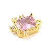 Rectangle Rack Plating Brass Micro Pave Cubic Zirconia Charms KK-P277-23G-02-2