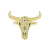 Cubic Zirconia Ox Open Cuff Ring RJEW-I091-03G-2