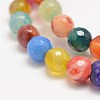 Faceted Natural Agate Beads Strands G-F447-8mm-C08-3