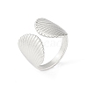 304 Stainless Steel Shell Shape Open Cuff Rings RJEW-S418-01P-1