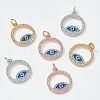  6Pcs 3 Colors  Brass Micro Pave Cubic Zirconia Pendants ZIRC-NB0001-64-4