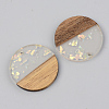 Transparent Resin & Walnut Wood Pendants RESI-S389-025A-E01-2