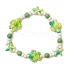 Starfish & Turtle Synthetic Turquoise Dyed Beads Stretch Bracelets for Women BJEW-JB11920-02-2