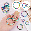 WADORN® 12Pcs 6 Style Rainbow Color Alloy Spring Gate Rings FIND-WR0004-15-2