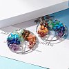 Mixed Gemstone Chips Braided Ring with Tree of Life Hoop Earrings EJEW-JE04885-2