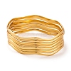 7Pcs Vacuum Plating 304 Stainless Steel Wave Bangles Set for Women BJEW-A011-10D-G-1