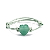 Natural Green Aventurine Heart Braided Cord Bracelet BJEW-JB07685-03-1