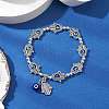 Alloy Hamsa Hand with Evil Eye Link Charm Bracelets for Women Men BJEW-JB11468-1