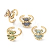 Cubic Zirconia Bear Open Cuff Rings RJEW-P089-03G-1