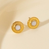 304 Stainless Steel Flat Round Stud Earrings PW-WG2F94C-02-1