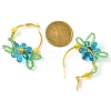 Woven Glass Flower Huggie Hoop Earring EJEW-MZ00235-4