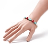 Synthetic Turquoise(Dyed) Cross & Natural Mashan Jade & Pearl Beaded Stretch Bracelet BJEW-TA00161-3