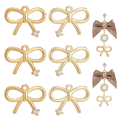 8Pcs 2 Colors Brass Micro Pave Cubic Zirconia Pendants KK-BC0014-44-1