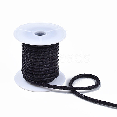 Braided Cowhide Leather Cord NWIR-N005-01G-4mm-1