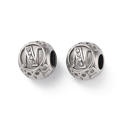 304 Stainless Steel Rhinestone European Beads STAS-A092-10N-P-1