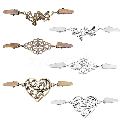 6PCS 6 Style Vintage Alloy Cardigan Clips JEWB-GA0001-03-1
