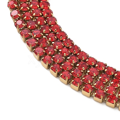304 Stainless Steel Rhinestone Cup Chain Multi-strand Bracelets for Women BJEW-P376-01G-02A-1
