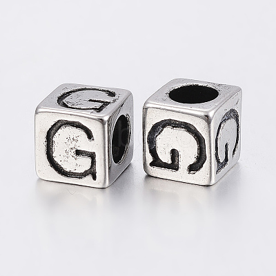 304 Stainless Steel Large Hole Letter European Beads LS-STAS-H428-01AS-G-1