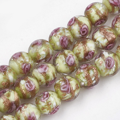 Handmade Gold Sand Lampwork Beads LAMP-T006-09I-1