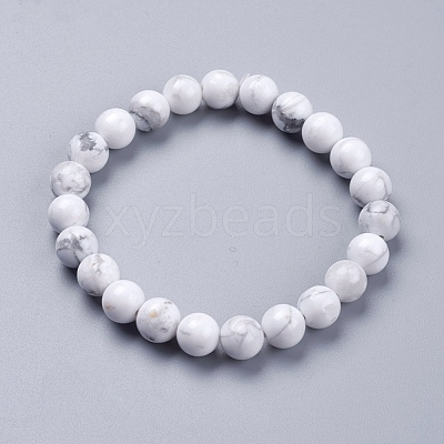 Natural Howlite Beaded Stretch Bracelets BJEW-I253-8mm-08-1