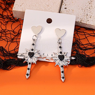 Alloy with Handmade Lampwork Stud Dangle Earrings LA-CBA71FC-01P-A-1
