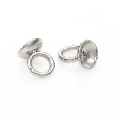 201 Stainless Steel Bead Cap Pendant Bails STAS-G224-24P-05-1