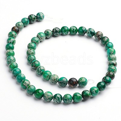 Dyed Natural Imperial Jasper Round Bead Strands G-M274-07-8mm-1