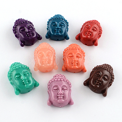 Dyed Buddha Head Synthetical Coral Beads X-CORA-R011-17-1
