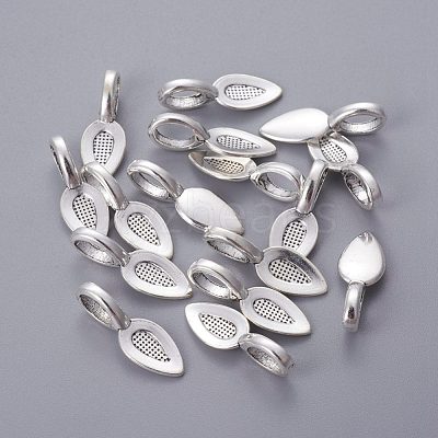 Tibetan Style Alloy Glun-on Flat Pad Bails for Pendants Making X-TIBEP-3348-AS-RS-1