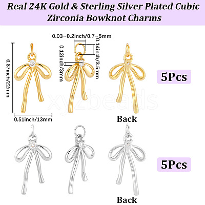 10Pcs 2 Colors Brass Micro Pave Cubic Zirconia Pendants KK-BBC0028-03-1