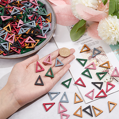 180Pcs 6 Colors Wood Pendants WOOD-NB0002-23-1