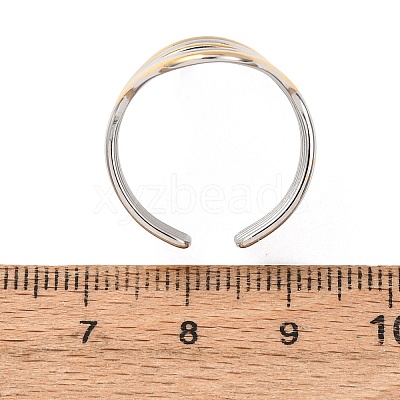 304 Stainless Steel Open Cuff Rings for Women RJEW-K321-01H-1