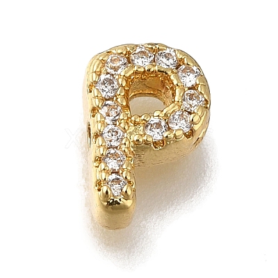 Rack Plating Brass Micro Pave Clear Cubic Zirconia Beads KK-G500-30G-P-1