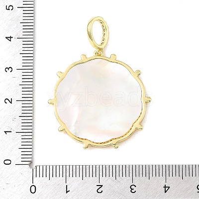Brass Micro Pave Clear Cubic Zirconia & Natural White Shell Pendants CU-CBA6938-09G-01-1