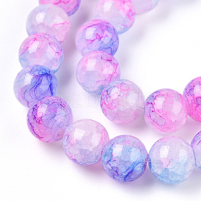 Baking Paint Crackle Glass Bead Strands DGLA-Q023-8mm-YS55-1