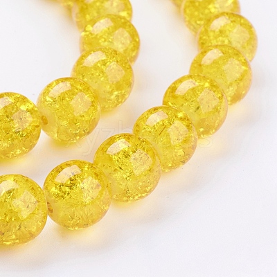 1Strand Gold Transparent Crackle Glass Round Beads Strands X-CCG-Q001-10mm-10-1