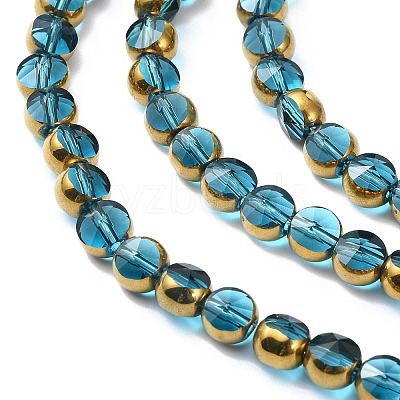 Half Plated Electroplate Transparent Glass Beads Strands EGLA-E060-02A-HP-1