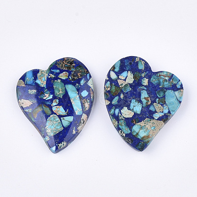 Assembled Synthetic Imperial Jasper and Natural Lapis Lazuli Pendants G-S329-053-1