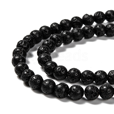 Natural Lava Rock Round Bead Strands G-M169-6mm-03-1