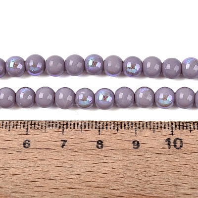Electroplate Opaque Glass Beads Strands EGLA-Q132-6MM-01C-07-1