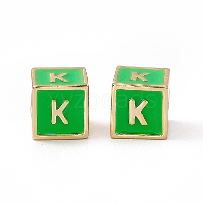 Rack Plating Brass Enamel Beads KK-B060-04G-02K-1