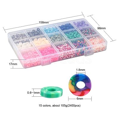15 Colors Handmade Polymer Clay Beads Strands CLAY-YW0001-45-1